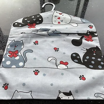 Handmade Peg Bag. Grey 100% Cotton Fabric With Cats In Various Designs & Colour. • £7.50