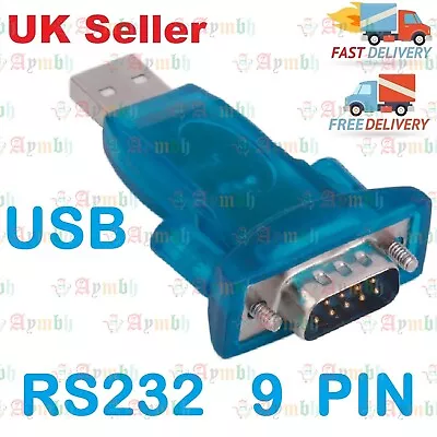 USB 2.0 To RS232 Serial Port DB9 9 Pin Male Converter Adapter Win7/8/2000/XP Mac • £4.61