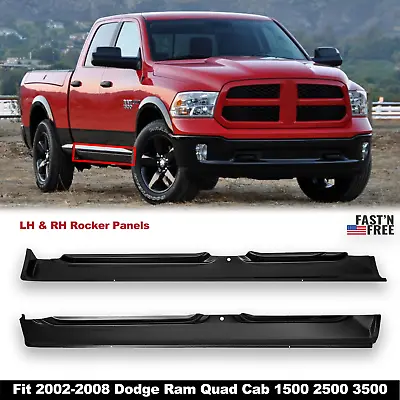 Pair Rocker Panels For 2002-2008 Dodge Ram Quad Cab 1500 2500 3500 Black LH & RH • $169