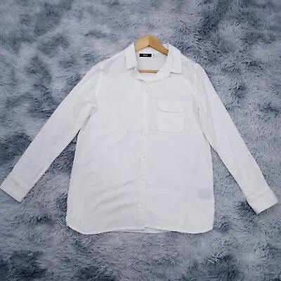 BDG Urban Outfitters Womens Button Up Top [M] White Flannel Oversized Fit • $24.95