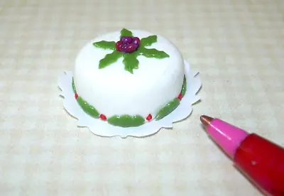 Miniature  Floral Theme  Christmas Cake #1 For DOLLHOUSE 1:12 Scale Miniatures • $5.49