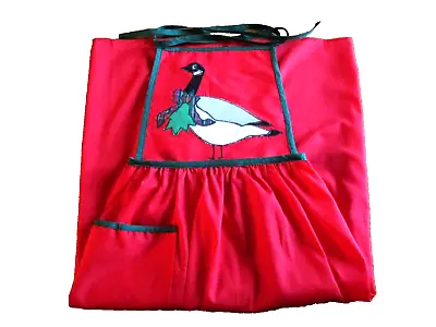 Full Red Bib Apron-Applique Goose • $6