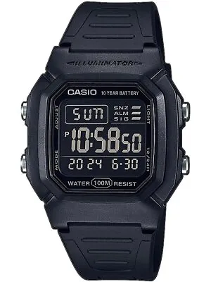 Wristwatch CASIO W-800H-1B Silicone Black Chrono Alarm Dual Time Sub 100mt • $107.09