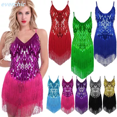 £16.79 • Buy Wonens Sequins Ballroom Latin Gowns Rhythm Salsa Samba Rumba Tango Dance Dress