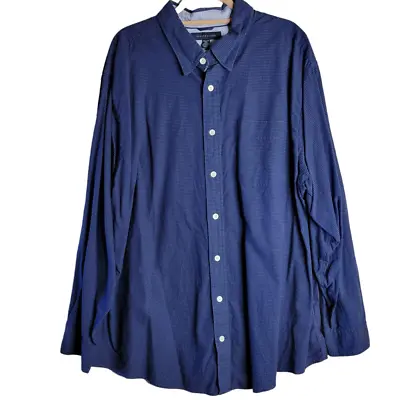 Tommy Hilfiger Blue White Polka Dot Cotton Long Sleeve Men Shirt Size 2XL • $12.99