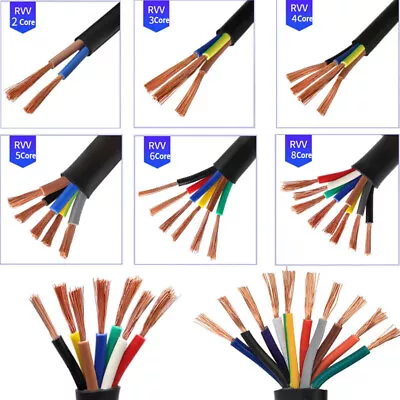 0.12-6mm² Flex Wire Copper 2/3/4/5/6/8/10 Cores Electrical Cable PVC Insulation • $19.99