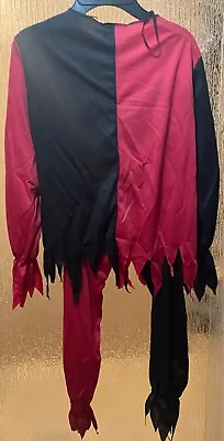 Evil Jester Joker Halloween Costume  Red Black  Tunic Shirt Kids Medium • $20