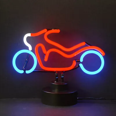 Motorcycle Neon Sign Sculpture Table Glass Lamp Light Garage Softail Chopper • $64.99