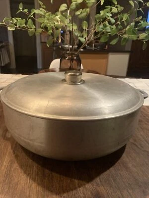 $39 • Buy Vintage Cast Aluminum Dutch Oven Pan Pot With Lid 15 In Diameter 5 In Deep