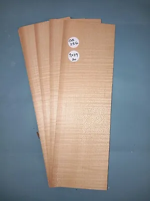4 Consecutive Sheets Fiddleback Maple Veneer Marquetry Wood Eb236  9 X 29 Cm • £21