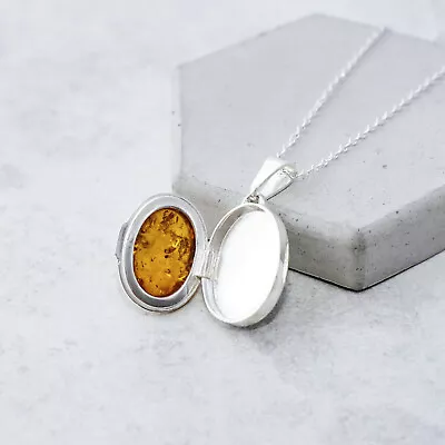 Amber Locket Pendant Sterling Silver Locket Pendant Picture Photo Locket Gift • $68.19