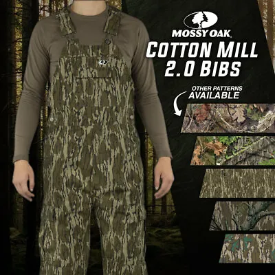 Mossy Oak Cotton Mill 2.0 Camo Hunt Bibs Uninsulated Camo Overalls For Men • $69.99