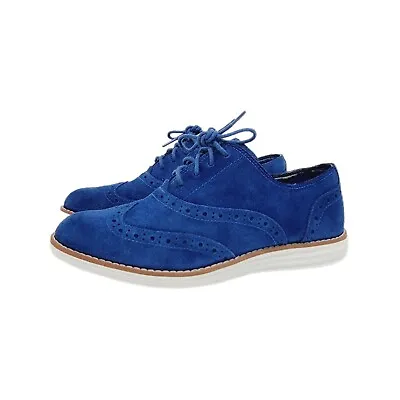 Cole Haan Grand OS Blue Leather Suede Wingtips Oxford Shoes Women Size 5 • $40