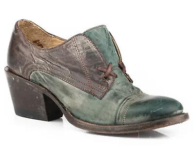 Stetson Womens Brown/Turquoise Leather Oakley Loafer Shoes • $111.99