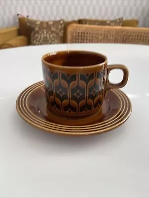 Vintage Hornsea Pottery Heirloom Cup & Saucer 1960s 1979s Retro Mod Brown • £3.99