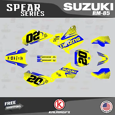 Graphics Decal Kit For Suzuki RM85 (2001-2023) RM 85 Spear Series - Yellow Blue • $54.99