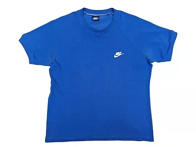 80s VTG Nike Mesh Shirt Spell Out Nike Swoosh Blue Athletic Raglan Large • $40