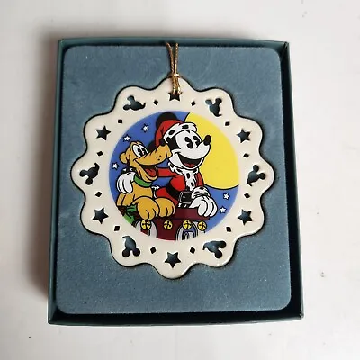 Disney Lenox Porcelain Ornament Mickey Mouse And Pluto On Sled Mickey & Co. • $12