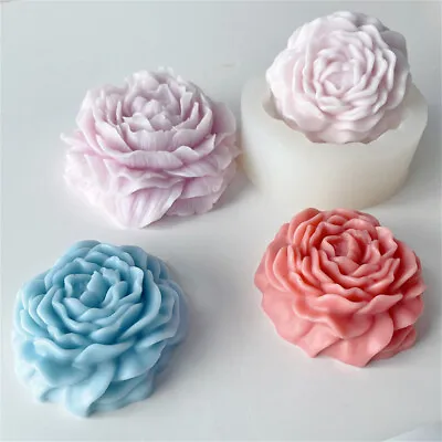 Peony Rose Flower Scented Candle Silicone Mold DIY Petal Handmade Soap Mould • £6.15