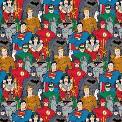 100% Cotton Fabric Justice League DC Comics Heroes Batman Superman Flash • £1.50