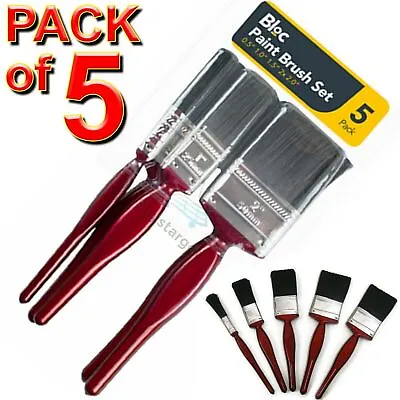 🔥5 Pack Durable Fine Paint Brush Set Painting Decorating Advanced Bristles Five • £3.29