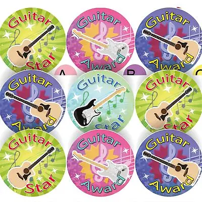 144 Guitar Star Awards 30mm Reward Stickers For School Music Teachers Parents  • £2.98