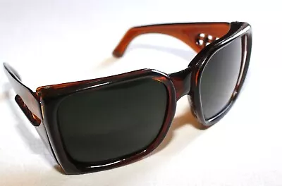 Vintage 60s New Acetate Oversized Mens Sunglasses Mineral Lenses Made In France • $127.38