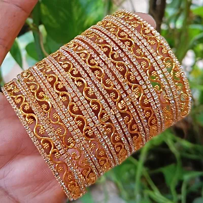 Gold Plated 8 Bracelet Chura Bangles Bridal Set Indian Bollywood Wedding Jewelry • $17.59