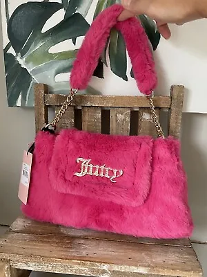 $75 • Buy New Juicy Couture FREE LOVE Fluffy Pink Shoulder Bag Purse W/Sparkle Logo *Y2K*