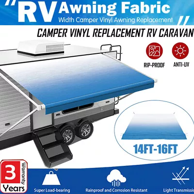 4-Ply Weatherproof Vinyl RV Awning Fabric Replacement 14-16' Outdoor Canopy 18oz • $66.77