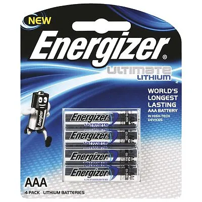 Energizer Ultimate Lithium Aaa Replacement Battery Pack Of 4 • $29.88