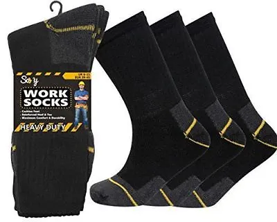 Soxy® Heavy Duty Mens Work Socks Shoe Size 6-11 Safety/Steel Toe Boot Cushion • £5.95