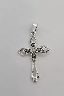 Sterling Silver Marcasite Cross Pendant • $25