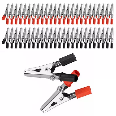 50Pcs Electrical Test Clamps Metal Alligator Clips With Red & Black Handle Bulk • $20.08