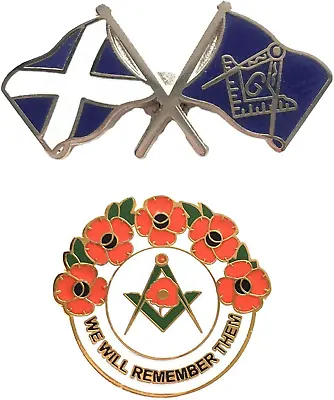 £7.99 • Buy Scotland Saltire & Masonic Crest Badge And Masonic We Will Remember Enamel Badge