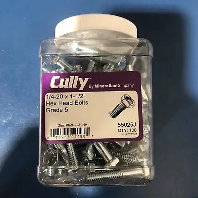 Cully 1/4-20 X 1-1/2” Hex Head Bolts 55025J Grade 5         Quantity Of 100 • $10.99