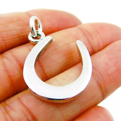 Lucky Horseshoe Solid 925 Sterling Silver Pendant Handmade Jewellery • £34.99