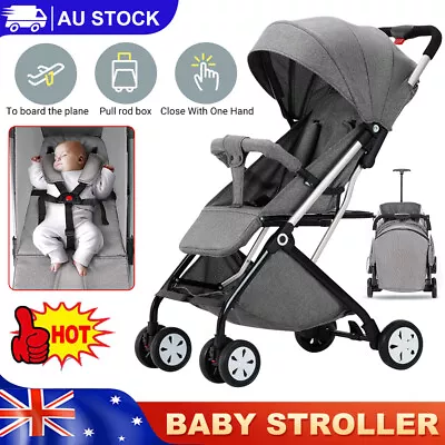 Travel Pram Baby Stroller Push Chair Kids Jogger Buggy Trolley One Key Foldable • $144.95