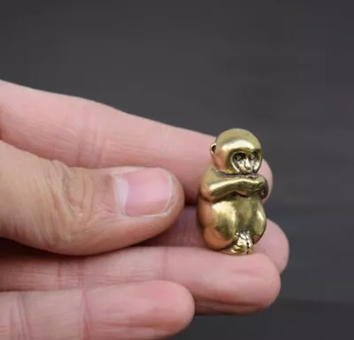 1 PC Small Solid Brass Monkey Figurines Brass Monkey Statue Desktop Ornaments • $9.38