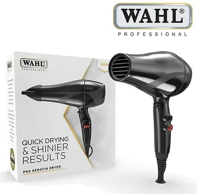 Wahl ZY085 Pro Keratin 2200W Hair Dryer Black With Tourmaline Coated Grille • £44.99