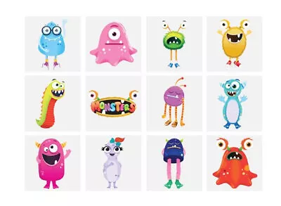 12 Monster Temporary Tattoos - Pinata Toy Loot/Party Bag Fillers Childrens/Kids • $1.23