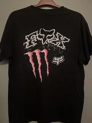 Fox Racing Shirt Adult Size L Monster Energy Black Pink Grunge Motor-cross(A36) • $32.99