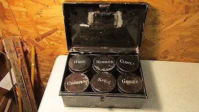 Antique Tin Spice Storage Box • $49