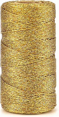 JijAcraft 328 Feet Gold String Twine - 1.5mm Metallic Ornament Thread Gift - For • $16.54