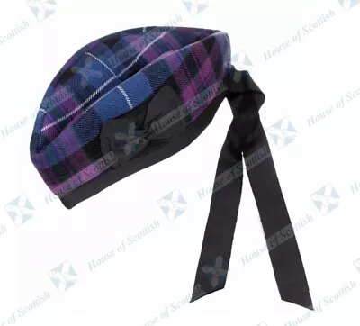 Scottish Highland Tartan Glengarry Hat | Piper Bonnet Kilt Tartan Cap By Hos • £9.99