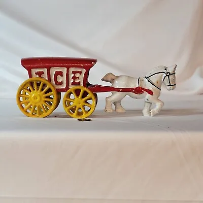 Vintage Cast Iron Horse Drawn Milk Cart In Great Condition Made Taiwan Price Co. • $5.80