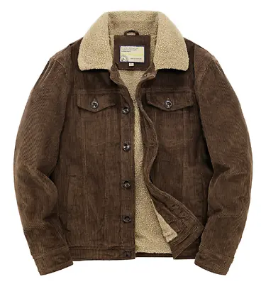 $69.12 • Buy Mens Corduroy Coats Denim Jacket Lambwool Warm Handsome Trendy Outwear Casual XL
