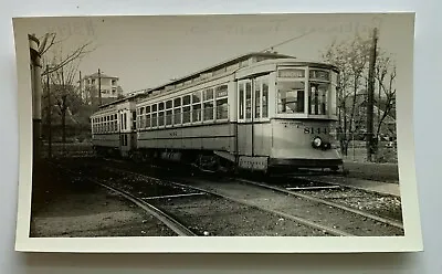 Vintage Photo Snapshot Baltimore Transit Co Trolley Streetcar #8144 Overlea Sign • $6.99