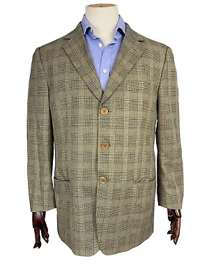 Ermenegildo Zegna Soft Blazer 50 UK40” Silk Wool Prince Of Wales Check • £42