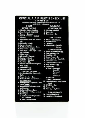 Boeing B-17 Flying Fortress 2-sided Checklist On Aluminum WWII Aviation CKL-0102 • $19.95